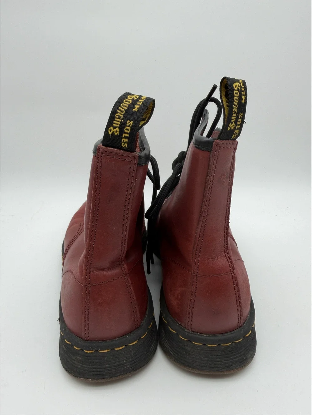 Dr. Martens Red Leather Lace-Up Combat Boots